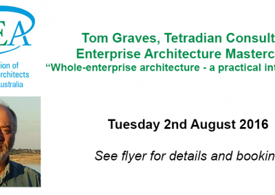 Tom Graves – Enterprise Architecture Masterclass (Adelaide – Aug 2nd 2016)